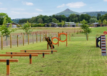 Dog agility course at Angrove holiday park (GROE) in Great Ayton, Yorkshire, England, UK