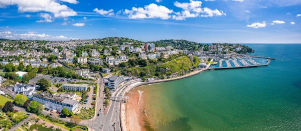 Panorama over English Riviera from a drone, Torquay, Devon