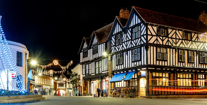Christmas lights in Stratford-upon-Avon, Warwickshire, UK
