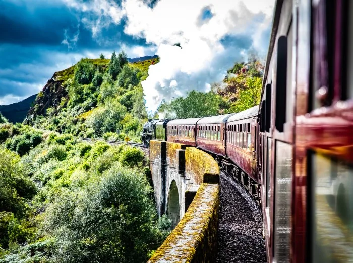 Glenfinnan Railway Viaduct with train