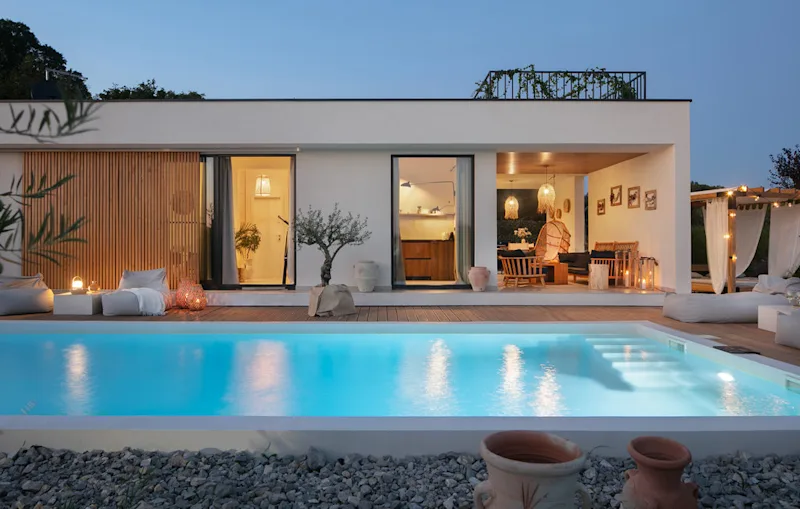 Et moderne luksus feriehus med pool i Sv. Lovrec , Kroatien.