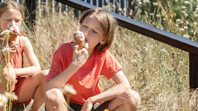 Kinder essen Eis im Sommer