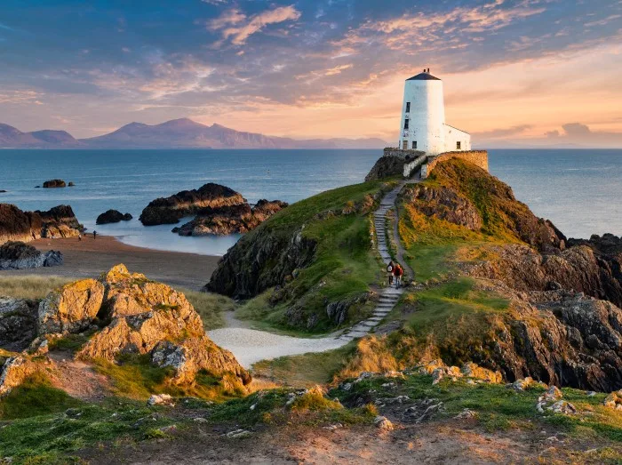 Llanddwyn (Tŵr Mawr, meaning "great tower" in Welsh) lighthouse on Anglesey, Wales