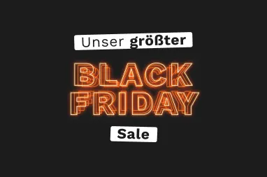Schwarzer Hintergrund mit roter Schrift "Unser größter Black Friday Sale"