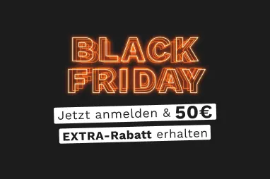 Schwarzer Hintergrund mit roter Schrift "Unser größter Black Friday Sale"