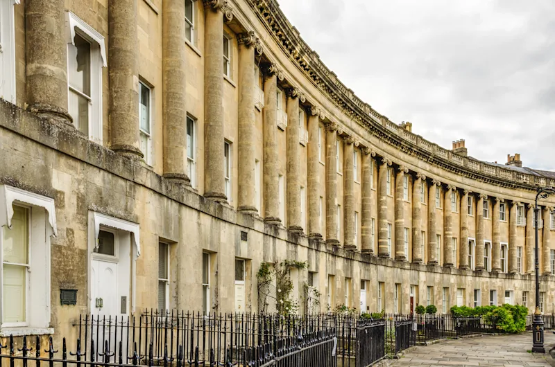 The Royal Crescent in Bath, Somerset, England, UK