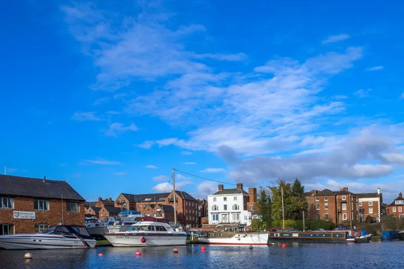 The Georgian canal town of Stourport on the Staffordshire & Worcestershire Canal, Heart of England Canals, UK