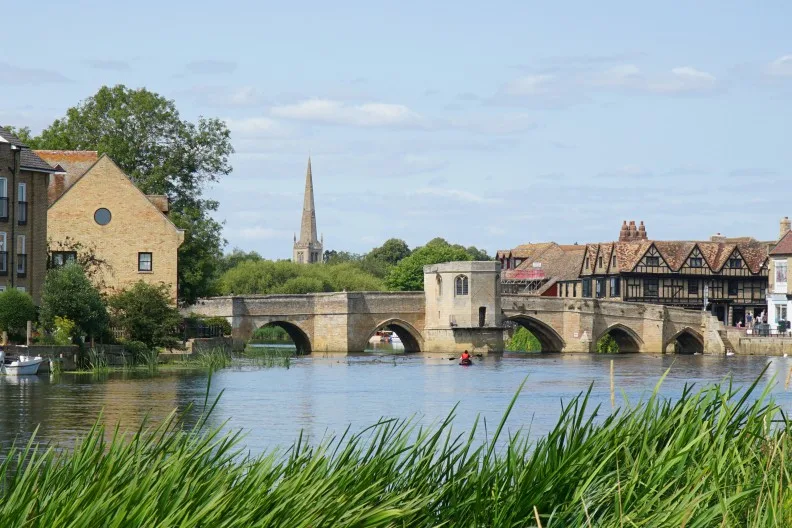 Bridge over the River Ouse at St Ives in Cambridgeshire, England, UK