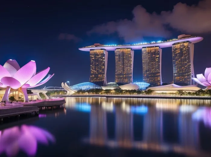 Luftaufnahme der Skyline von Singapur, schönster Wolkenkratzer und Skyline-Architektur in Asien.