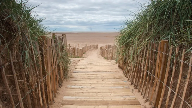 planked walkway to the beach