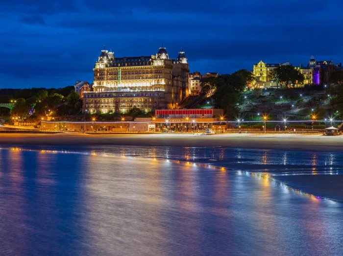 Scarborough South Bay at blue hour.