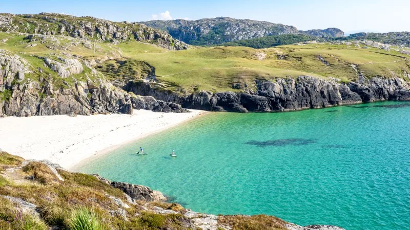 Secluded beach in Achmelvich Bay, Scotland