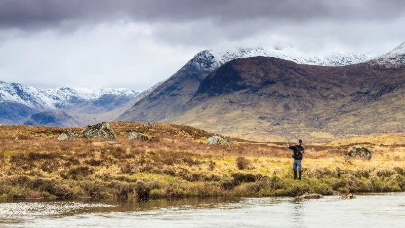 Fly fishing in a river