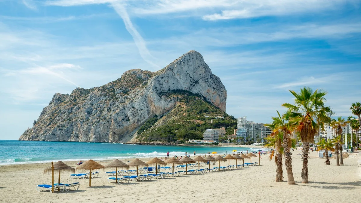 Calpe (Calp), Spain. Fossa Beach view and Ifac rock