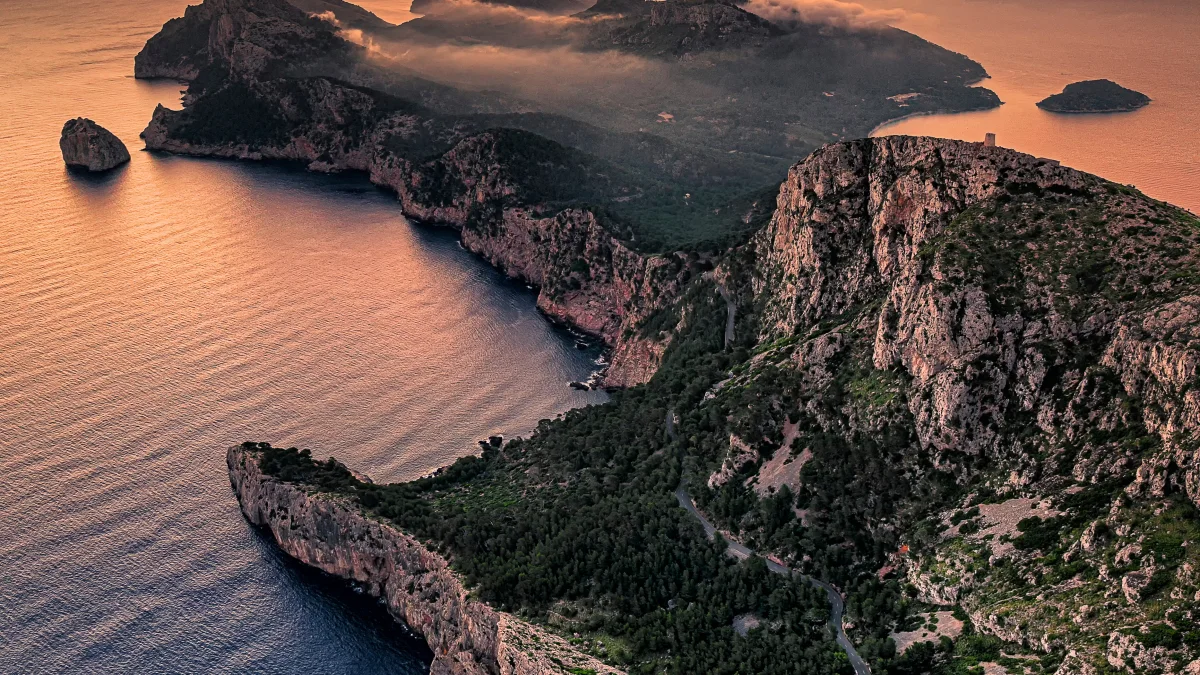 Luftansicht von dem Cap de Formentor auf Mallorca