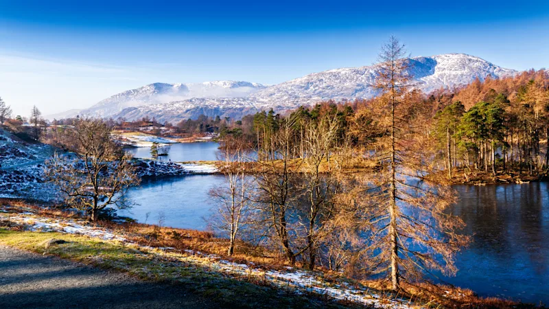 Tarn Hows in winter in the Lake District National Park, Cumbria, England, UK