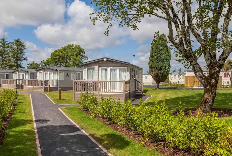 Caravans at Piran Meadows Resort (SUML) in Newquay, North Cornwall, England, UK