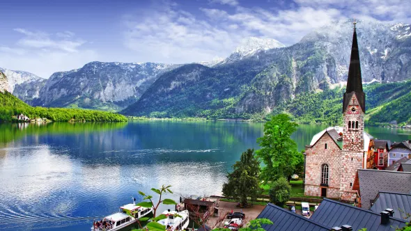Hallstatt - das romantischste und schönste Dorf. Österreich Reisen und Wahrzeichen.