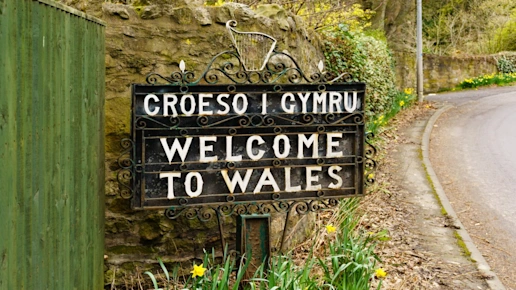 Welcome to Wales sign in Welsh and English