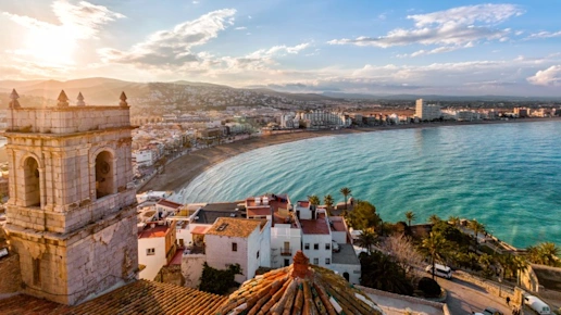 View on Peniscola from the top of Pope Luna's Castle , Valencia, Spain