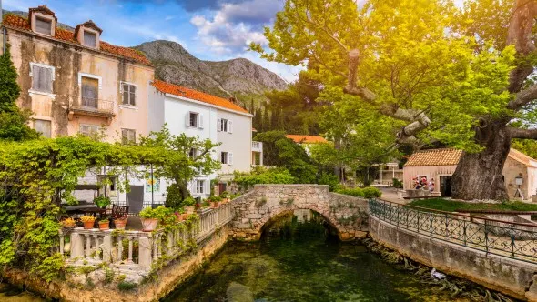 Idyllic village of Mlini in Dubrovnik archipelago view, south Dalmatia region of Croatia