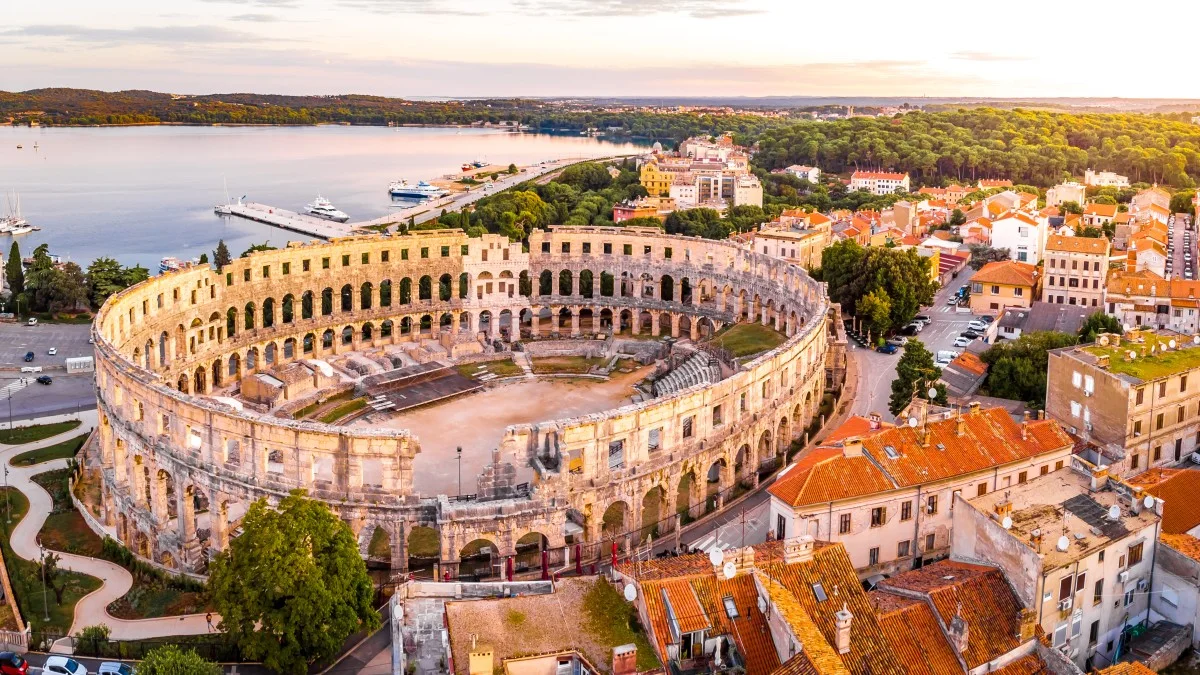 Pula amphitheater in the morning, Croatia
