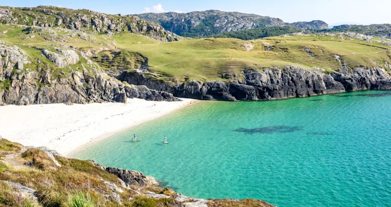 Secluded beach in Achmelvich Bay, Scotland