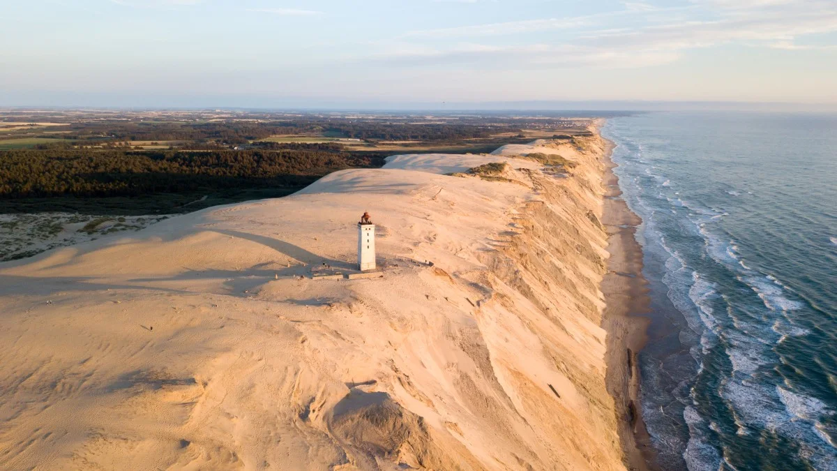 The Rubjerg Knude Lighthouse on the beach in Denmark