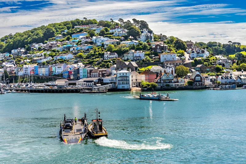 View of Dartmouth from the River Dart, Devon, UK