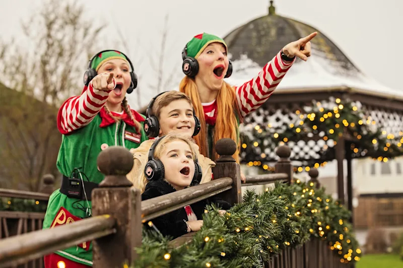 Searching for Santa at Cayton Bay (PCAY) at Christmas in Scarborough, Yorkshire, England, UK
