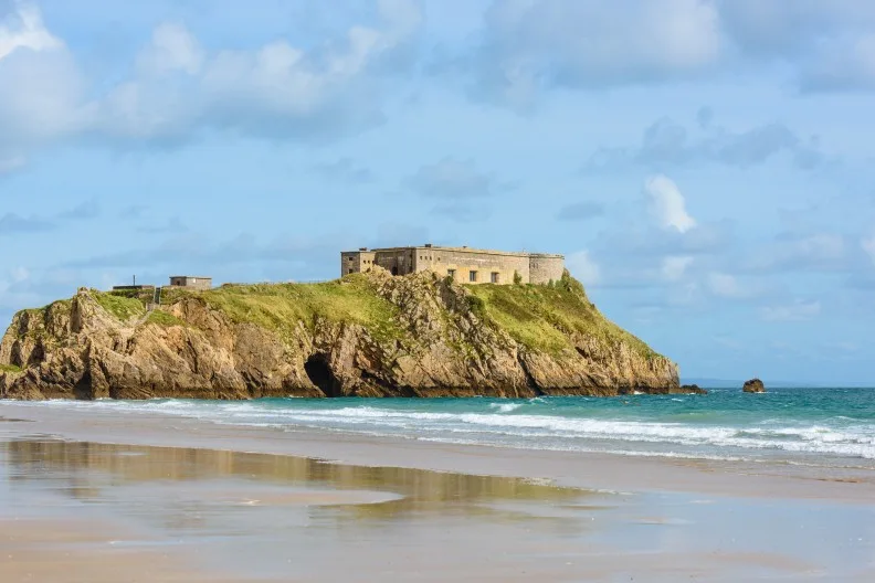 St Catherine-s Island on Tenby Castle Beach, Pembrokeshire Coast, Wales, UK