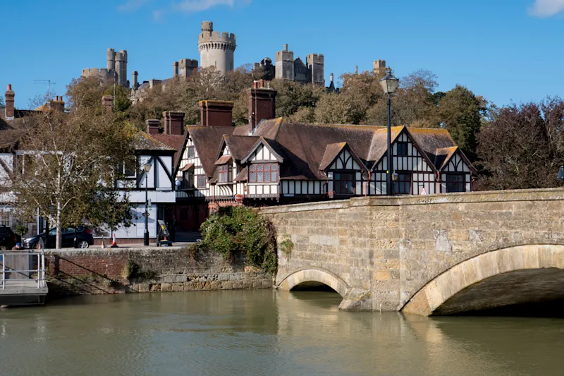 View of the River Arun in Arundel, West Sussex, England, UK