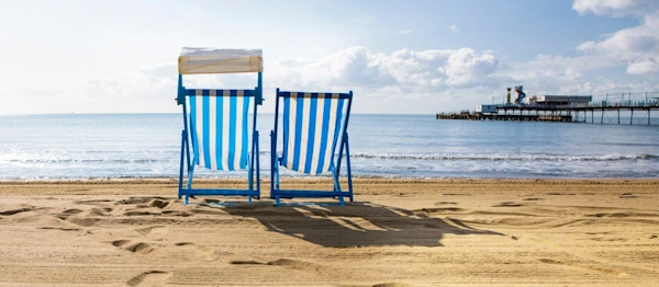 Deck Chairs on Sandown Beach on the Isle of Wight