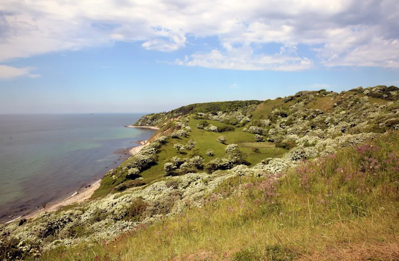 Blick auf die Halbinsel Røsnæs, Kalundborg, die sich in den Storebelt erstreckt
