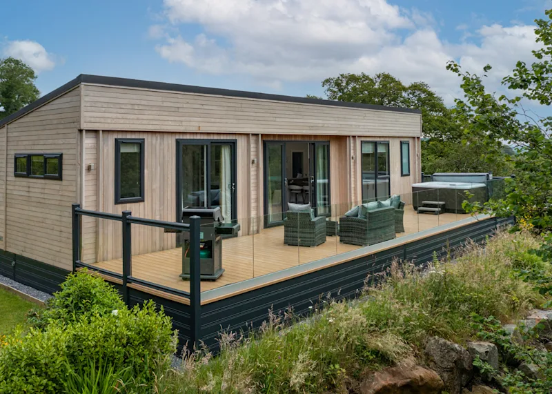 Hot tub lodge at Celtic Escapes (CELE) in Narberth, South Wales, UK