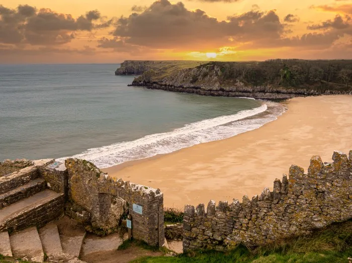 Barafundle Bay is a remote, slightly curved, east-facing sandy beach in Pembrokeshire, Wales