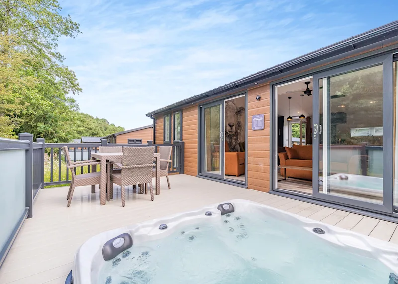 Glyndwr Premier lodge at Plas Isaf Lodge Retreat (PLAS) near Caerwys, North Wales Borders, Wales, UK