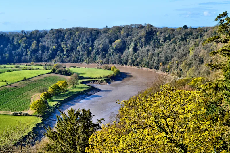 View of the River Wye from Eagle's Nest Viewpoint, Wye Valley, Chepstow, Monmouthshire, England, UK
