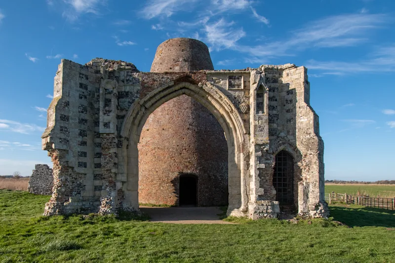 Ruins of St Benet's Abbey near Ludham on the Norfolk Broads, England, UK