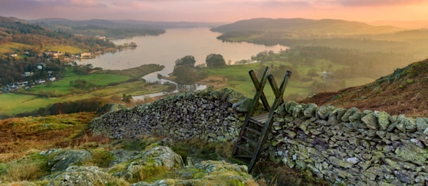 Beautiful sunset over Windermere in the Lake District