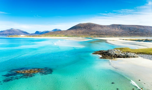 A beautiful sunny morning at Seilebost Beach, Isle of Harris, Outer Hebrides, Scotland, UK
