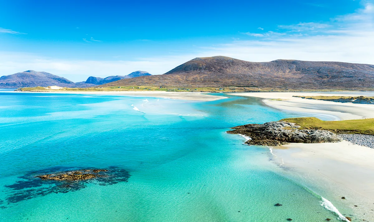 A beautiful sunny morning at Seilebost Beach, Isle of Harris, Outer Hebrides, Scotland, UK