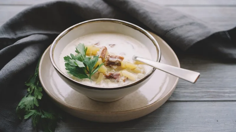 Creamy Fish Soup with Potatoes. Cullen skinkscottish traditional soup