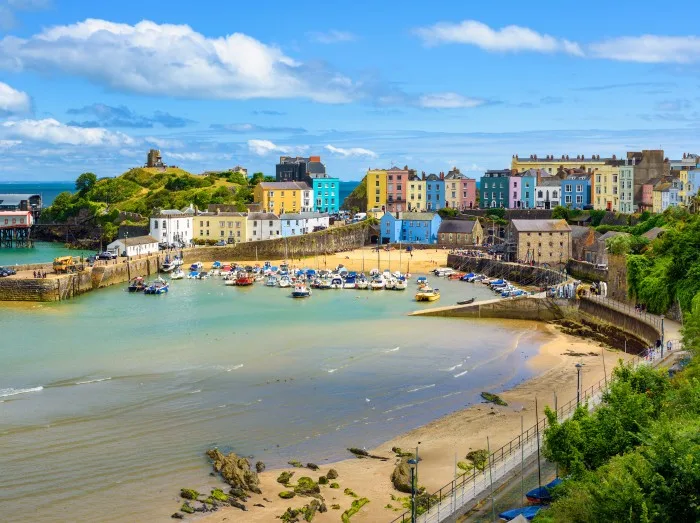 Panoramic view of Tenby town, Wales