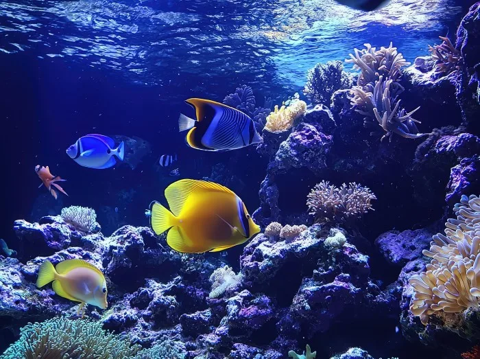 Vibrant Underwater Scene with Colorful Fish