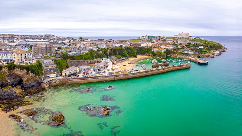Aerial view of Newquay, Cornwall, England, UK