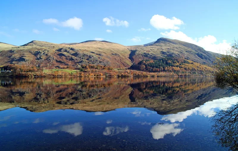 Views across Bassenthwaite Lake in the Lake District, England, UK