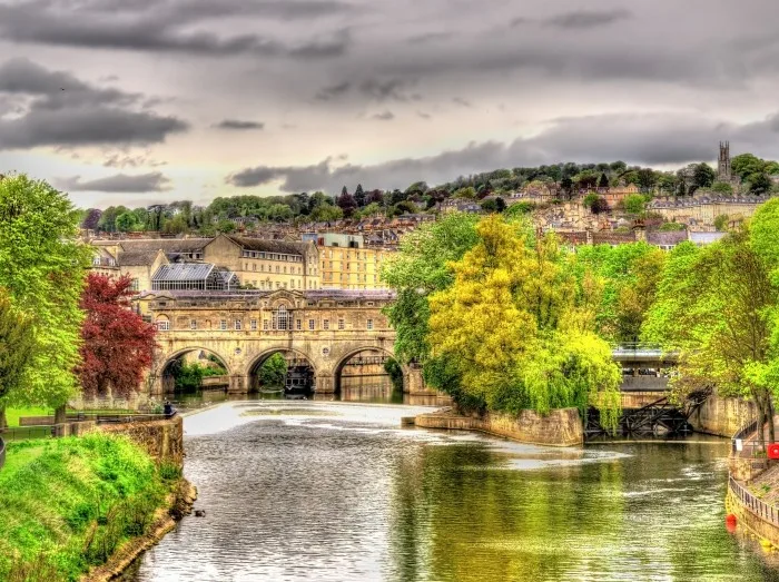 View of Bath town over the River Avon
