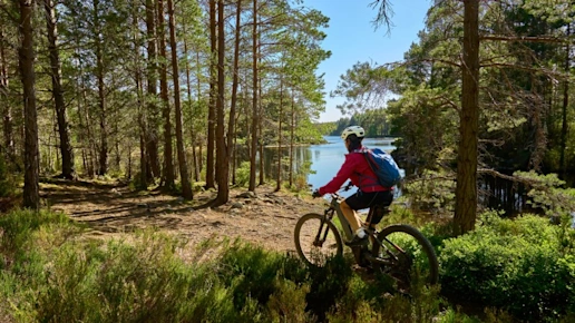 nice senior woman riding her electric mountain bike