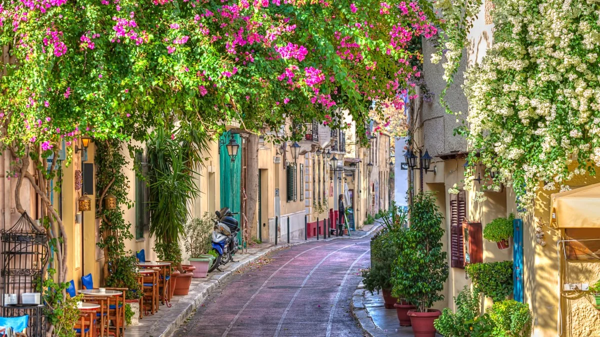 Traditional houses in Plaka area under Acropolis ,Athens,Greece